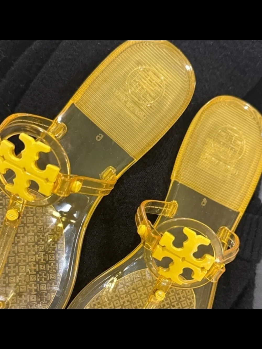 Tory Burch Transparent Yellow Jelly Logo Thong Sandals. Firm Priced